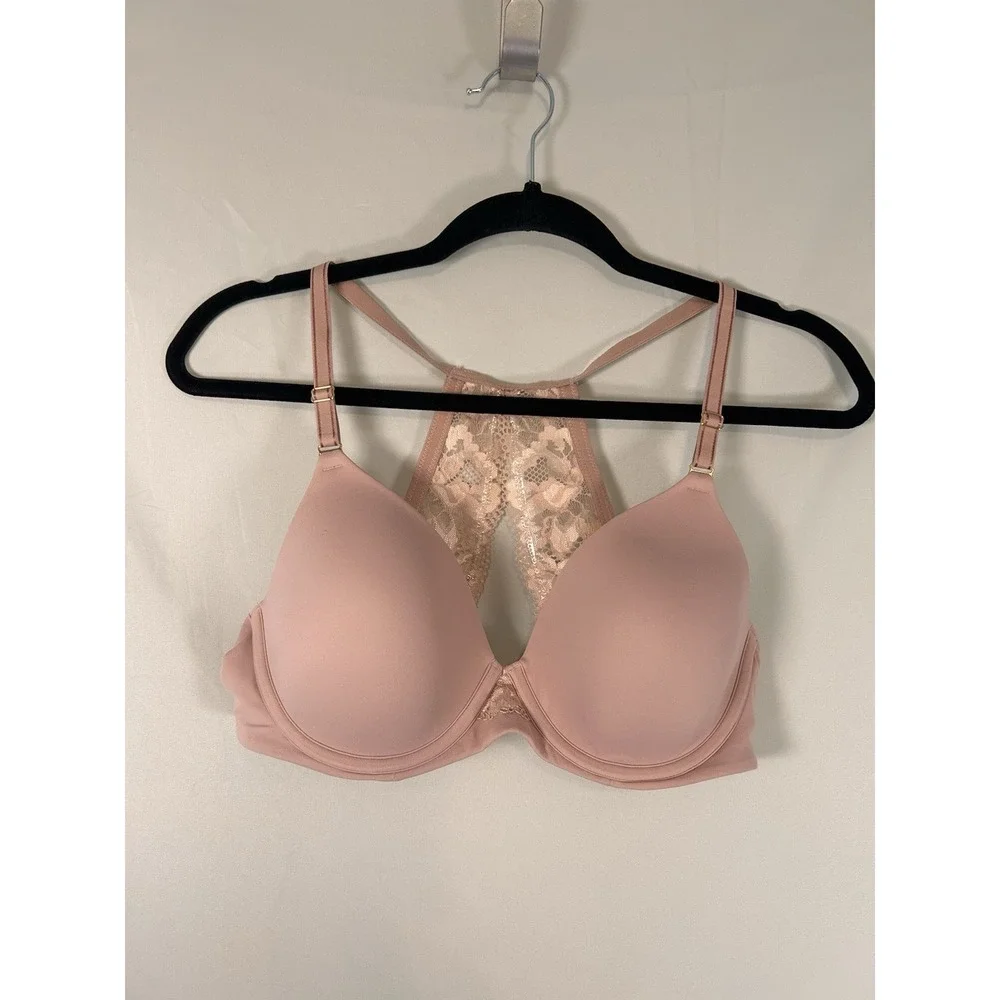 Soma Bra 36C Embraceable Racerback Lined Underwire Adjustable Straps Lace Nude